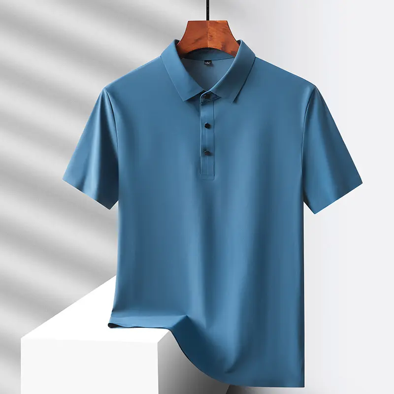Selected popular nylon fabric, dad's summer clothing, middle-aged men's short sleeved T-shirt, summer ice silk quick drying, mid