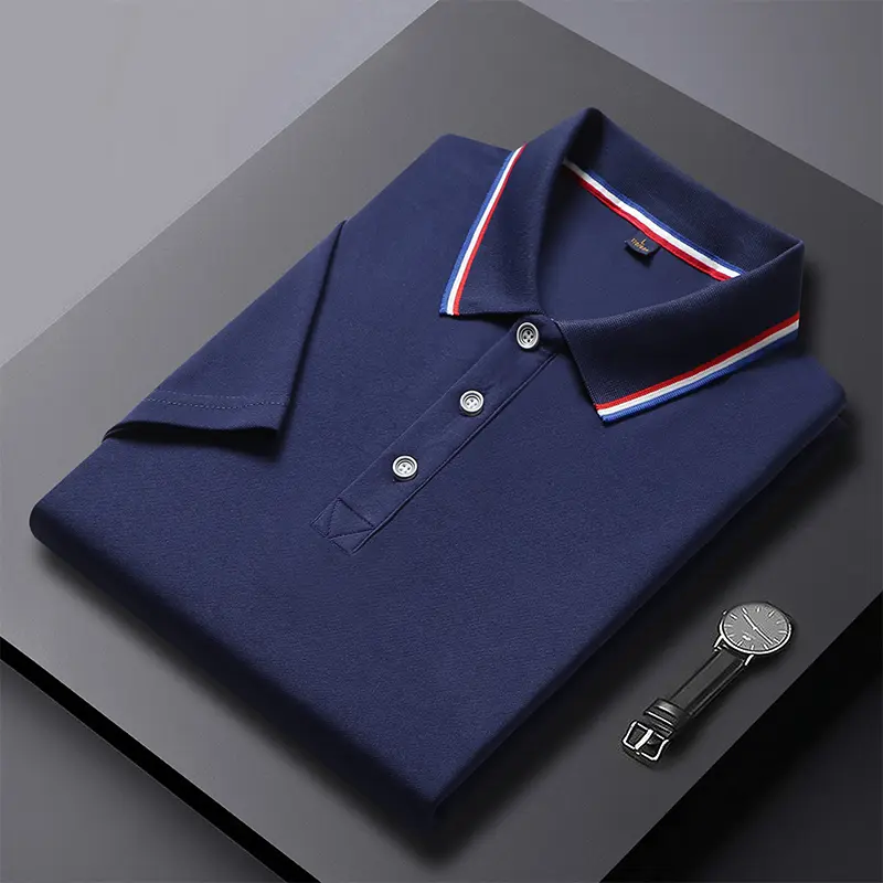 2024 Solid Color Polo Shirt Men's Business Polo Collar Half sleeved Top 2024 Summer Casual Short sleeved T-shirt for Men an