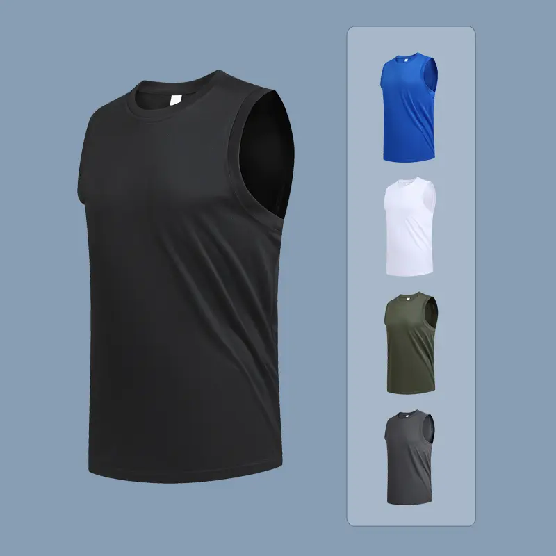 Men's New Large Size Breathable Ice Silk Quick Dry Sleeveless Vest Round Neck Casual Running Fitness M-8xl Summer Sports T-Shirt