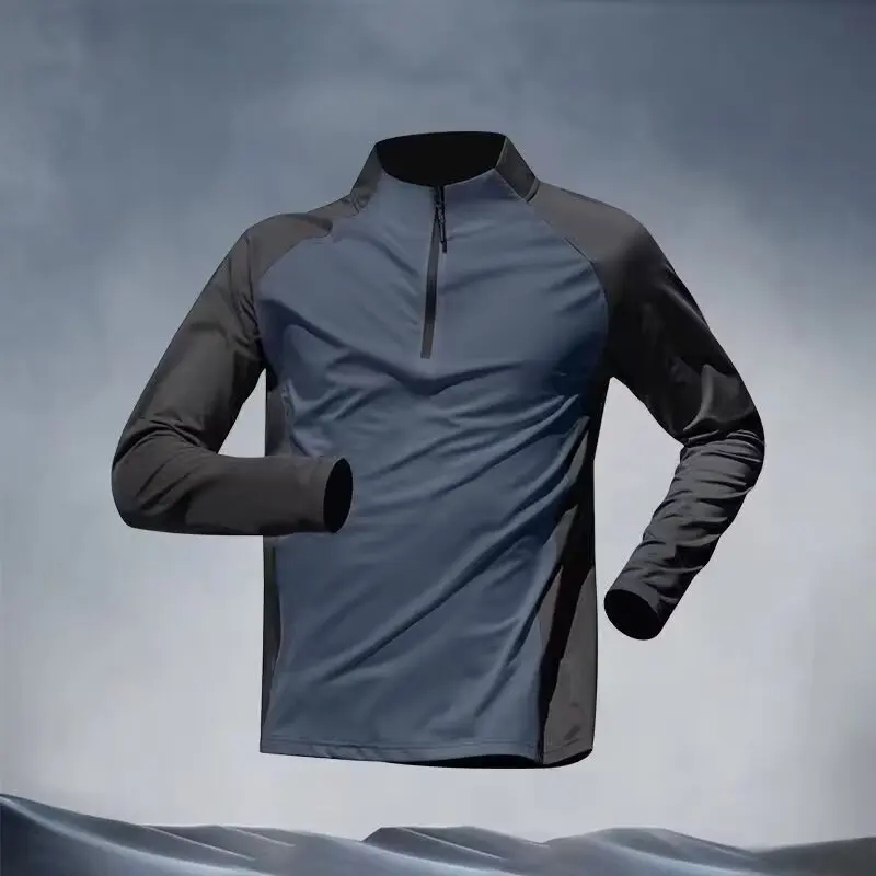 Sports Men's Thin Breathable Autumn/Winter Running Training Long Sleeve Top Outdoor Mountaineering Speed Drying T-shirt Loose Sp