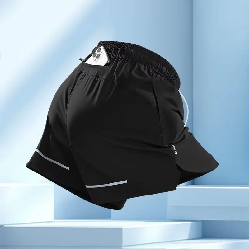 Running shorts for men, suitable for mobile phones, sports marathon, professional fitness, track and field, three quarter shorts