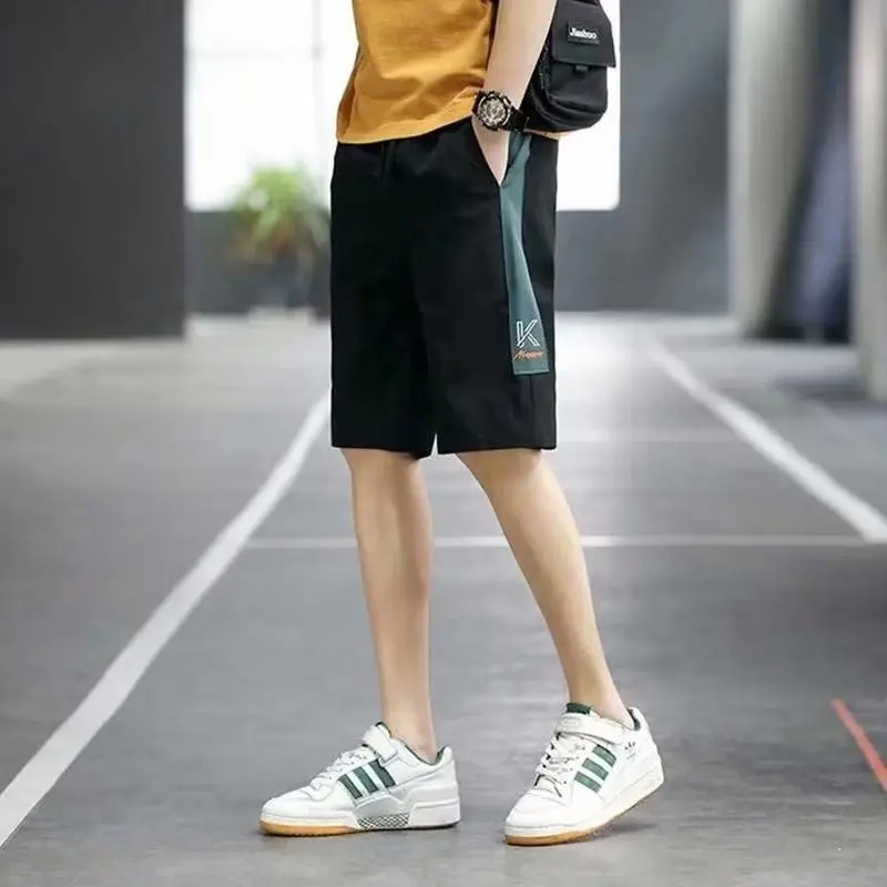 Summer basketball shorts men's thin style new quick drying ice silk pants loose casual five quarter pants