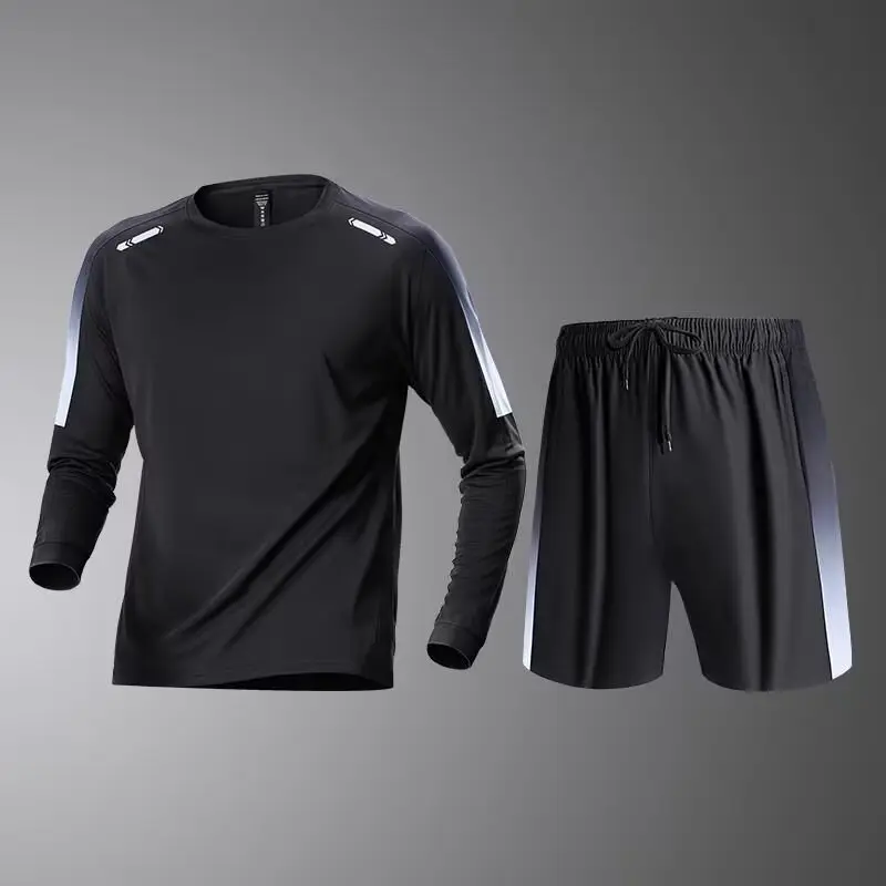 Long sleeved quick drying sports t-shirt men's loose and breathable running fitness morning run basketball shooting training sui
