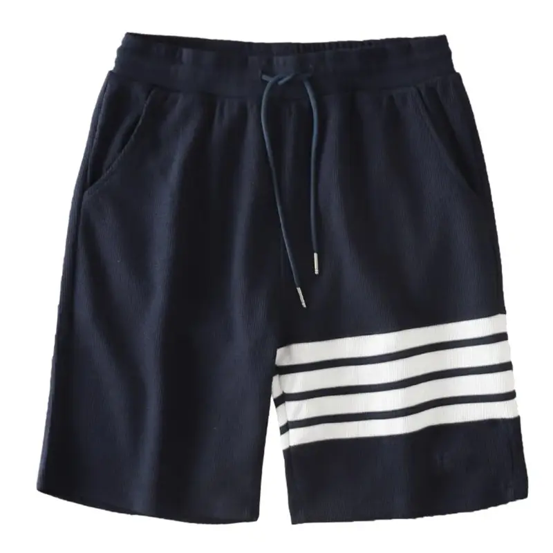 Four bar shorts men's summer new style Waffle trendy men's sports and leisure five quarter pants men's clothing