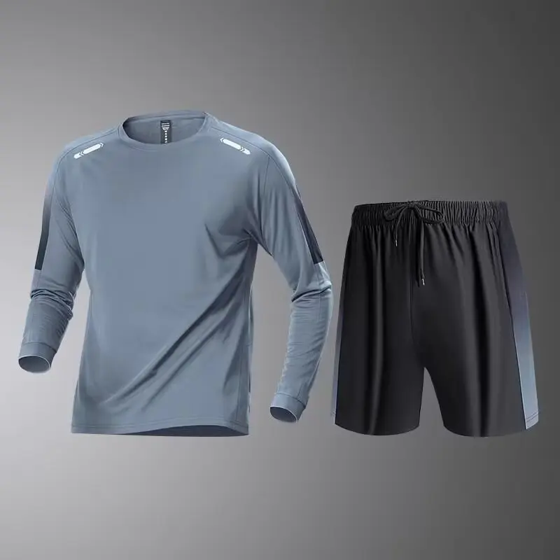 Long sleeved quick drying sports t-shirt men's loose and breathable running fitness morning run basketball shooting training sui