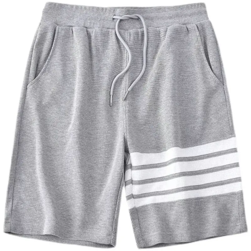 Four bar shorts men's summer new style Waffle trendy men's sports and leisure five quarter pants men's clothing