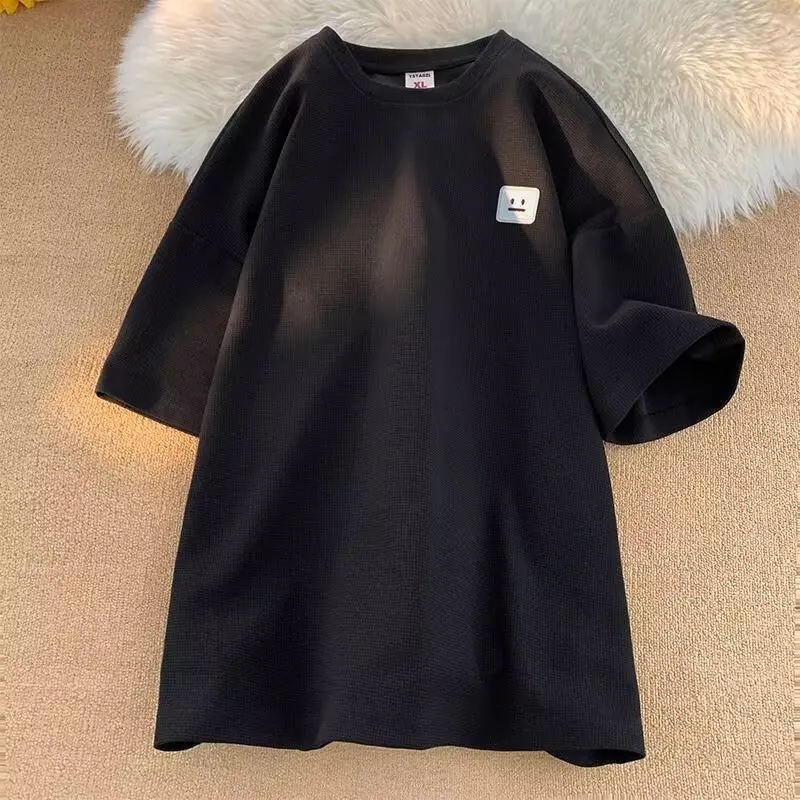 Short sleeved T-shirt for young men trendy brand simple and high-end collection line half sleeve casual round neck loose and