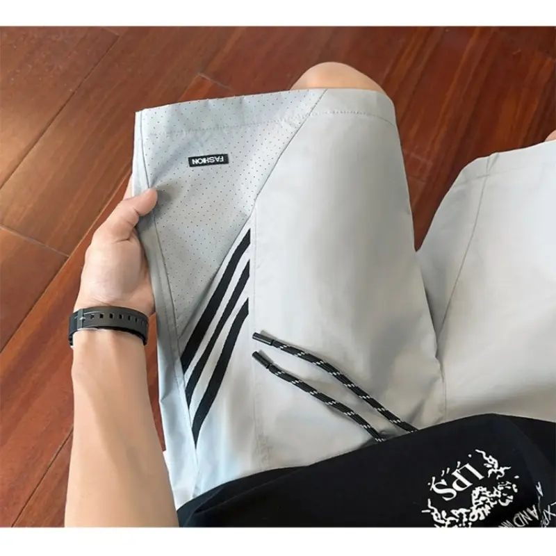 Striped sports shorts men's summer high street hooligan handsome basketball shorts versatile casual five quarter pants