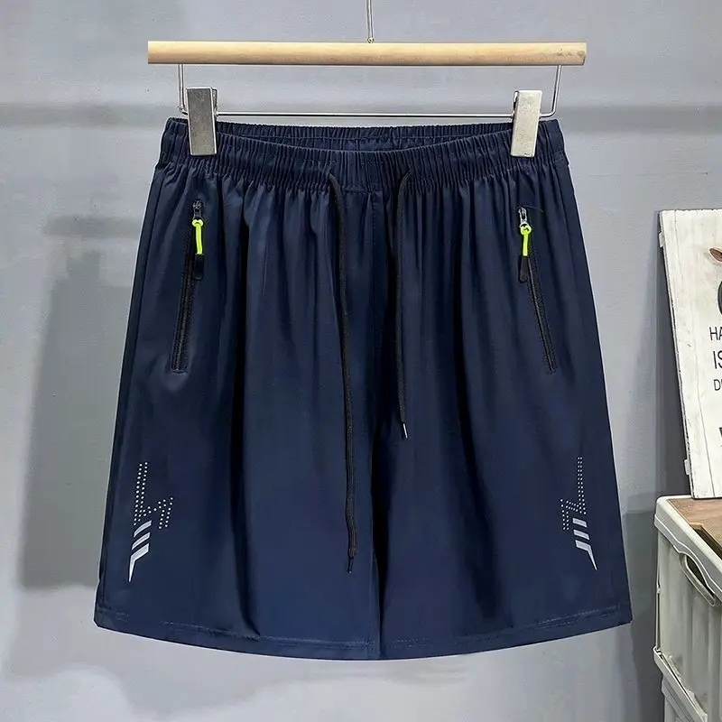 Summer thin shorts for men, running sports, quick drying, loose five quarter pants, men's plus size, big waistband, beach pants