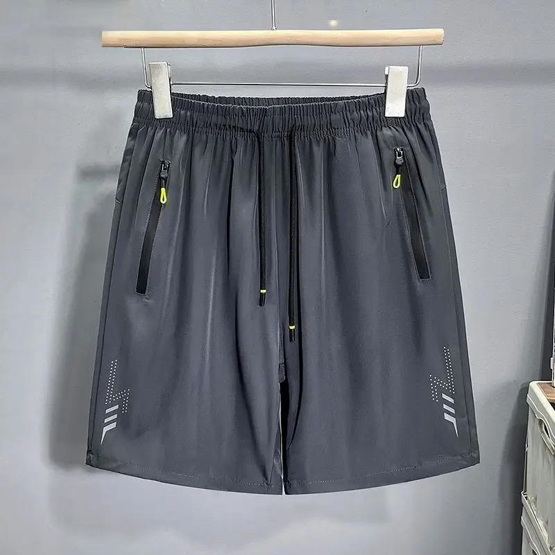 Summer thin shorts for men, running sports, quick drying, loose five quarter pants, men's plus size, big waistband, beach pants