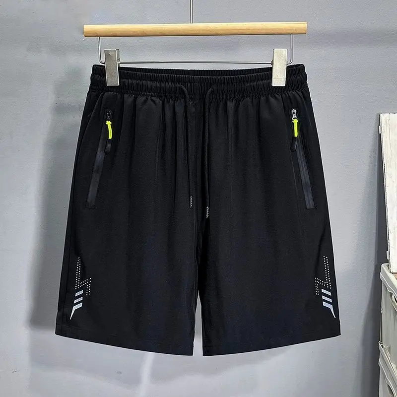 Summer thin shorts for men, running sports, quick drying, loose five quarter pants, men's plus size, big waistband, beach pants