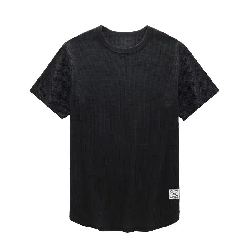 Summer New Men's Waffle Short Sleeve T-shirt Breathable Base T-shirt Versatile Loose Large Men's T-shirt