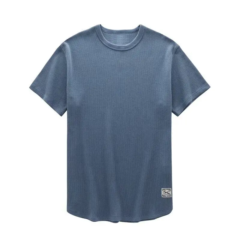 Summer New Men's Waffle Short Sleeve T-shirt Breathable Base T-shirt Versatile Loose Large Men's T-shirt