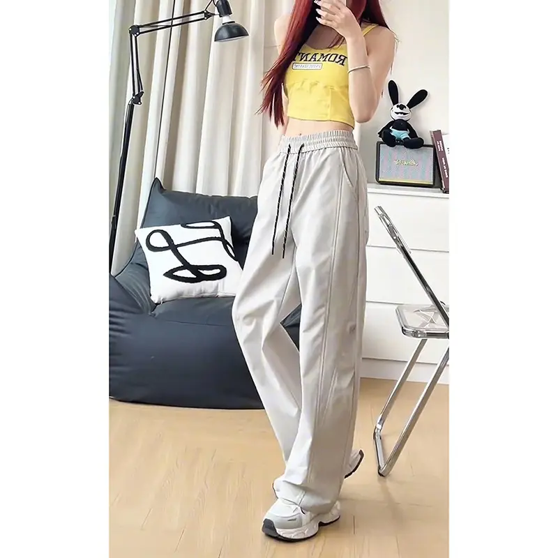 Perforated breathable quick drying work pants for women and men in summer, thin and curved casual pants with a hanging feel, wid