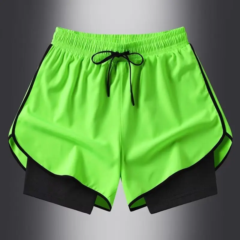 Sports shorts men's American fitness running pants lined with fake two-piece training anti glare three-point basketball casual s