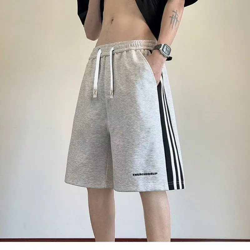 Lazy Harajuku Ins Summer Trendy Brand Striped Casual Shorts Men's Fashion New Style Trendy