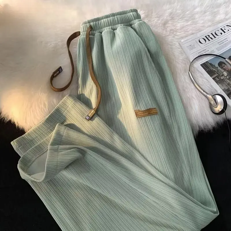 Casual pants men's summer thin, high-end, versatile wide leg pants Japanese trend loose sports straight leg pants