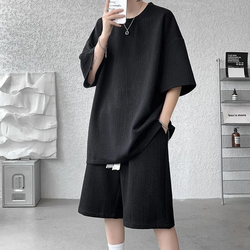 Summer fashion casual sports men's cool and handsome outfit set, summer men's outfit with handsome short sleeved fashion