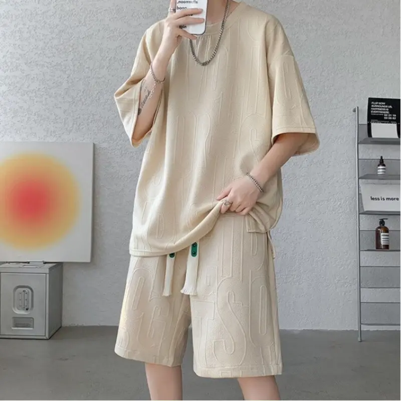 Summer fashion casual sports men's cool and handsome outfit set, summer men's outfit with handsome short sleeved fashion