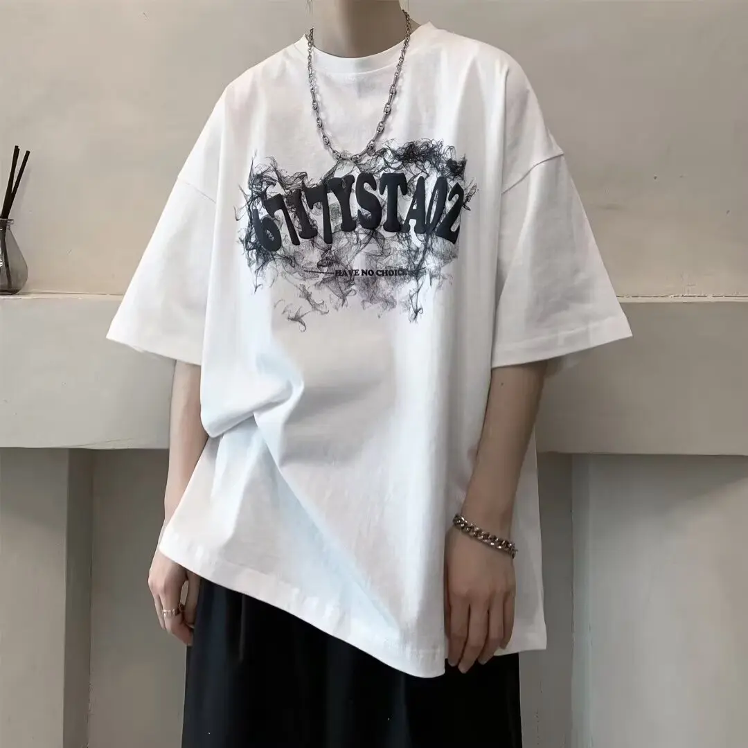 Ins loose trendy brand casual short sleeved men's and women's summer new item plus size versatile top half sleeve