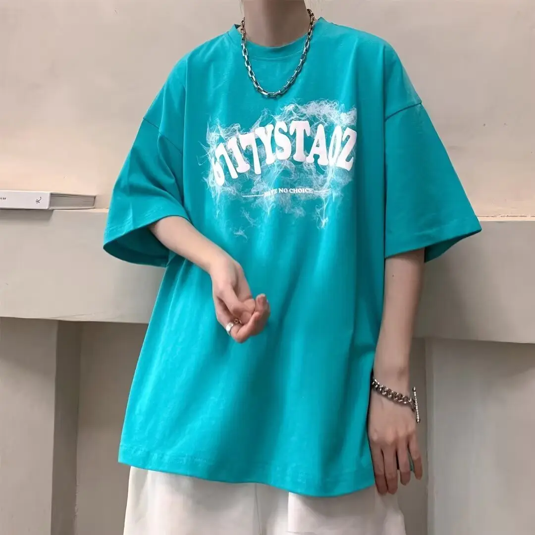 Ins loose trendy brand casual short sleeved men's and women's summer new item plus size versatile top half sleeve