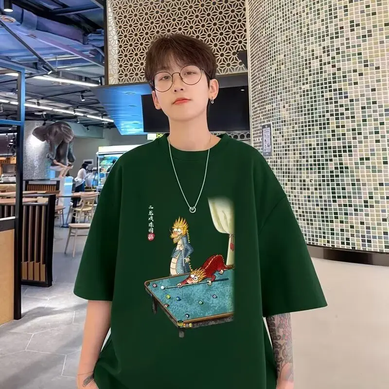 Lazy new trendy brand short sleeved trendy youth pure cotton t-shirt fashionable artistic ins simple and versatile