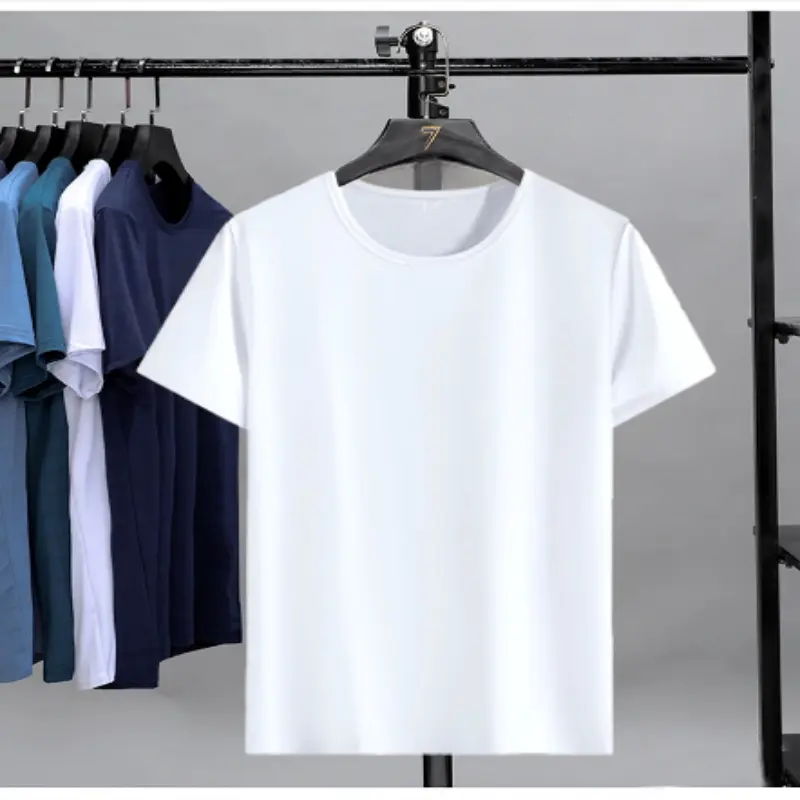Round neck versatile thin style summer breathable men's short sleeved t-shirt simple new style standard teenage print trendy tre