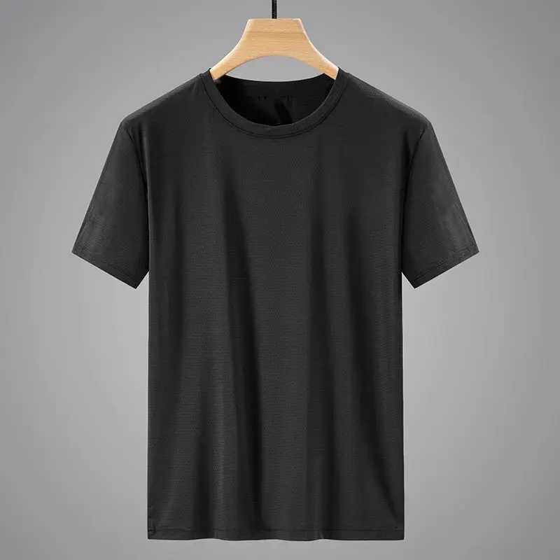 Ice silk T-shirt for men, quick drying short sleeved T-shirt, summer high elasticity, ice feeling, breathable and trendy top, co