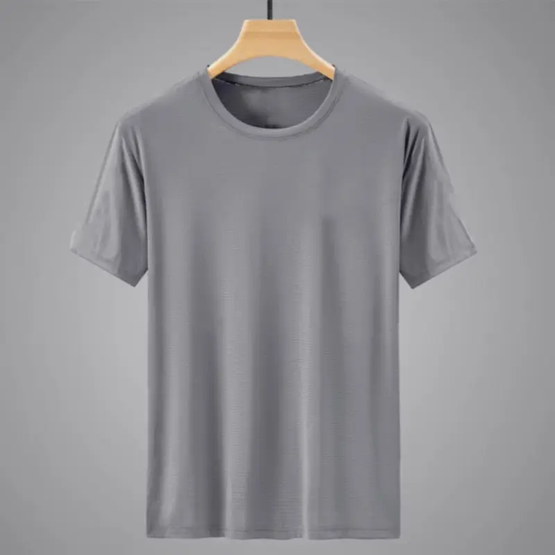 Ice silk T-shirt for men, quick drying short sleeved T-shirt, summer high elasticity, ice feeling, breathable and trendy top, co