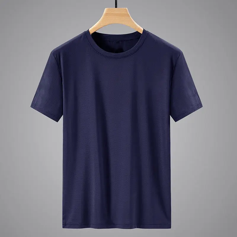 Ice silk T-shirt for men, quick drying short sleeved T-shirt, summer high elasticity, ice feeling, breathable and trendy top, co