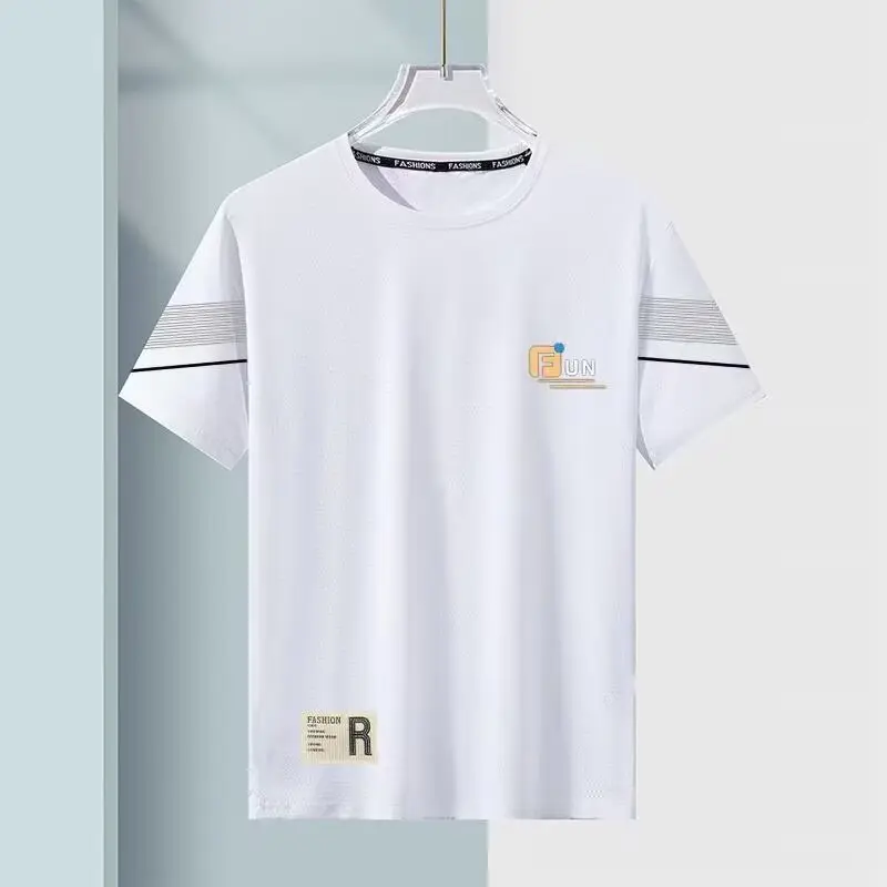 Short sleeved T-shirt men's summer outfit ice silk half sleeved loose upper garment casual versatile trendy fluid shirt
