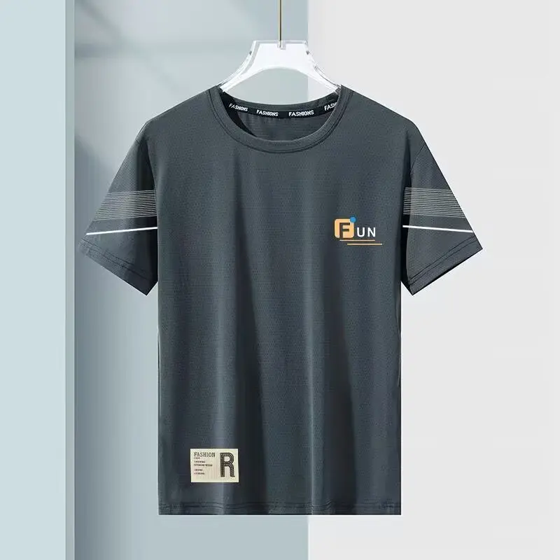 Short sleeved T-shirt men's summer outfit ice silk half sleeved loose upper garment casual versatile trendy fluid shirt