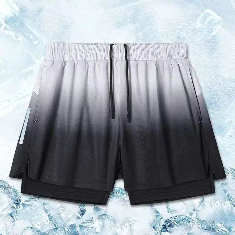 Running shorts men's new summer sports marathon track and field quick drying vacation two-piece cycling training fitness pants