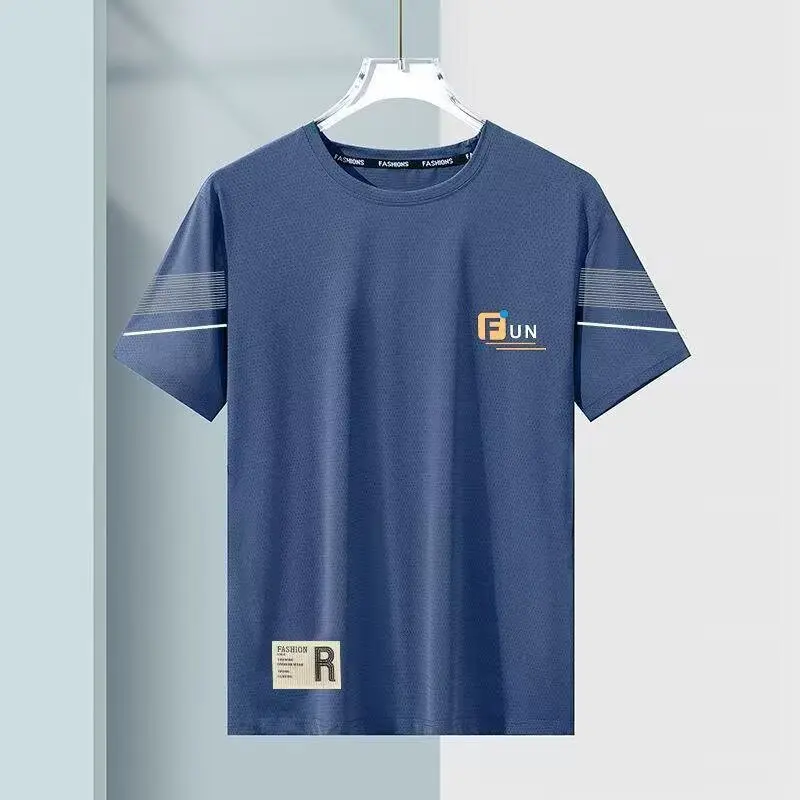 Short sleeved T-shirt men's summer outfit ice silk half sleeved loose upper garment casual versatile trendy fluid shirt