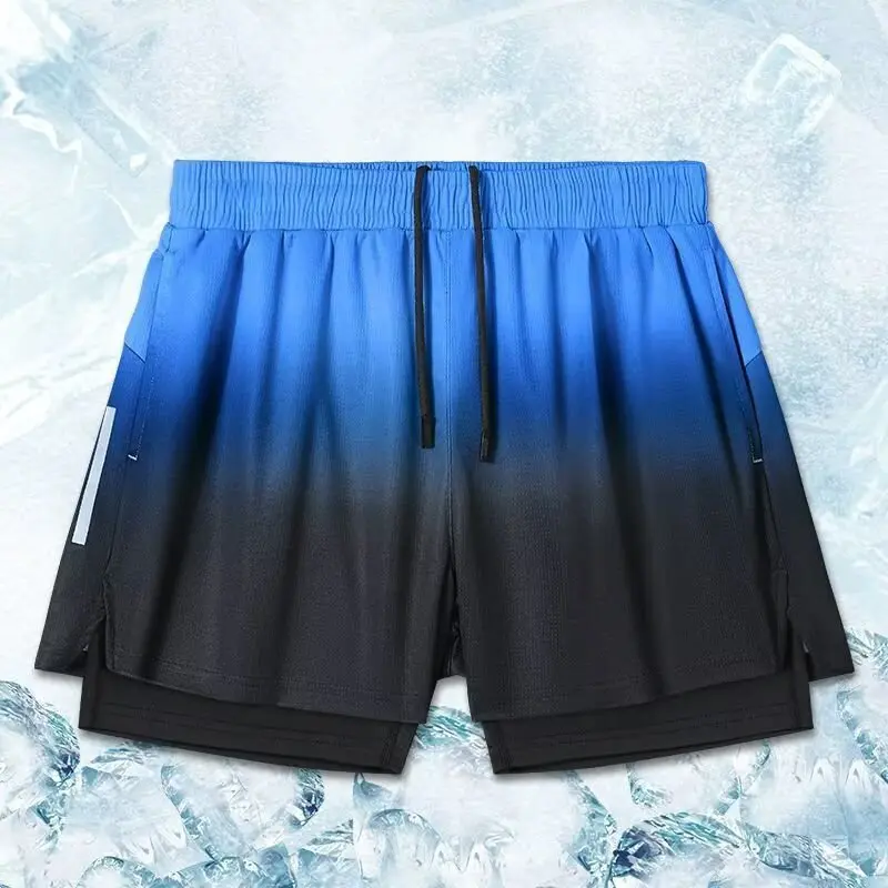 Running shorts men's new summer sports marathon track and field quick drying vacation two-piece cycling training fitness pants