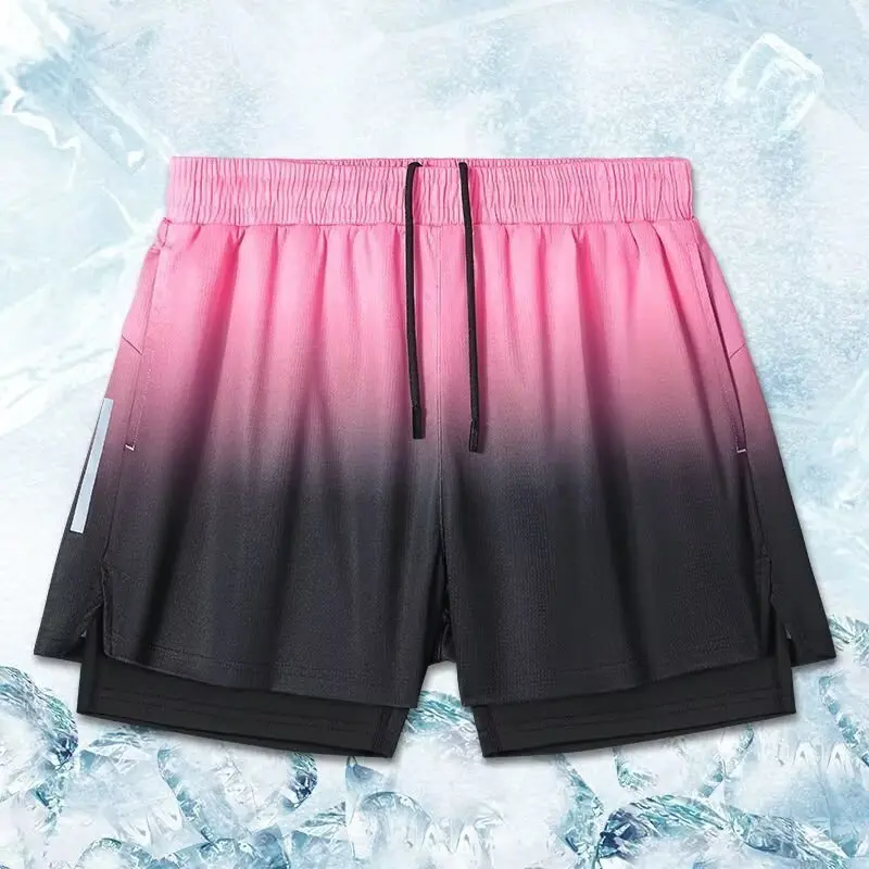 Running shorts men's new summer sports marathon track and field quick drying vacation two-piece cycling training fitness pants