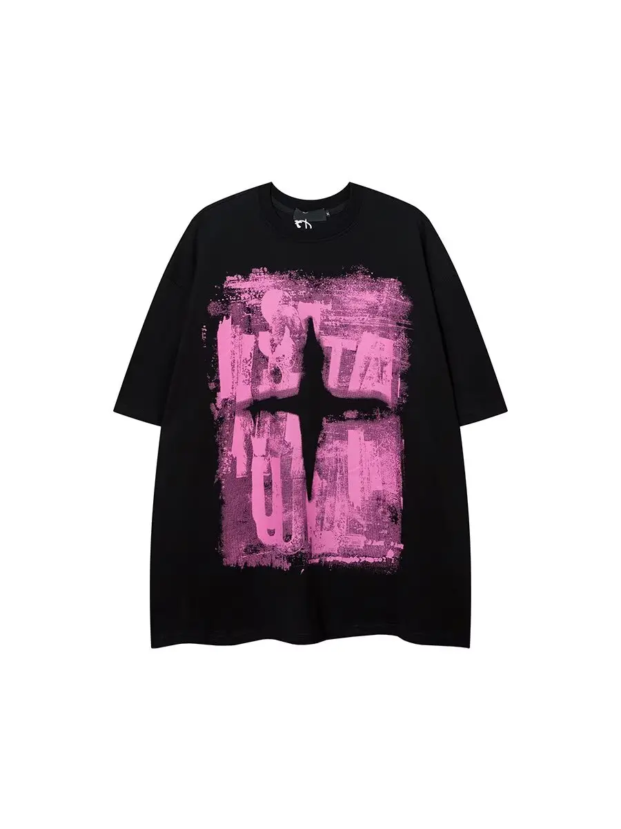 Printed short sleeved t-shirt for men and women for summer vacation, new couple style with half sleeves