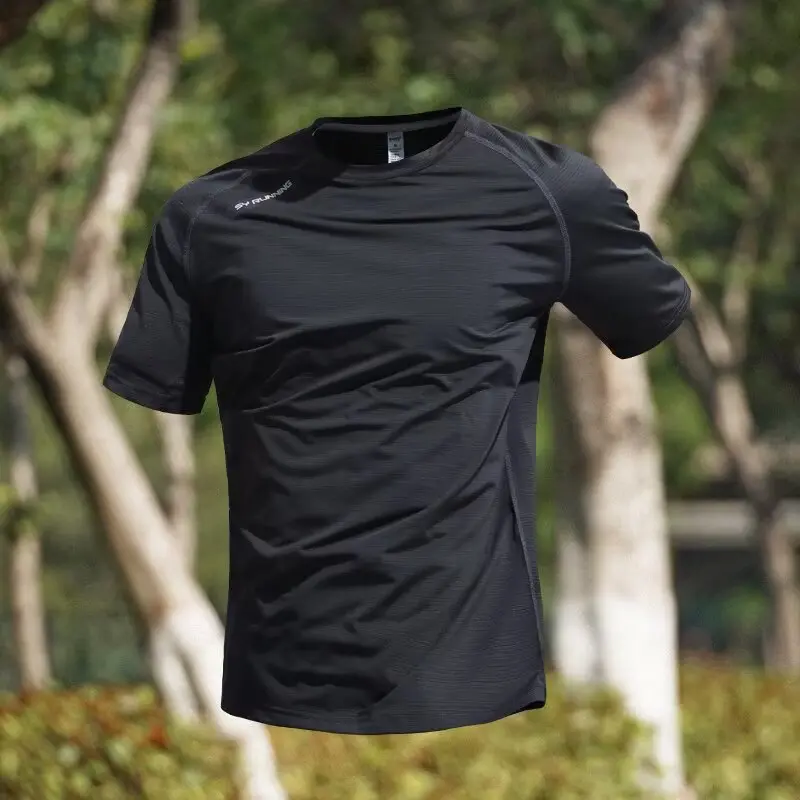 Sports T-shirt men's ice silk quick drying summer thin running short sleeved badminton shirt breathable top training clothes