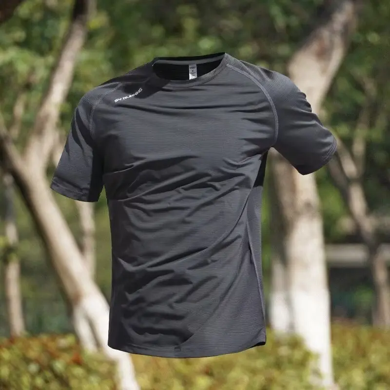 Sports T-shirt men's ice silk quick drying summer thin running short sleeved badminton shirt breathable top training clothes