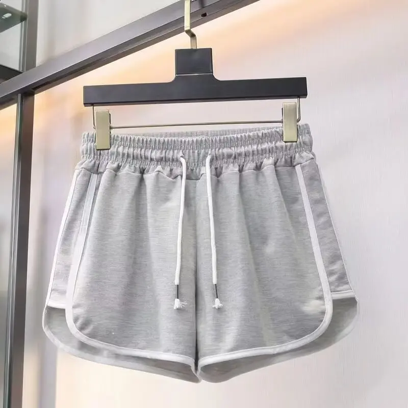 Summer thin and lazy style spliced sports shorts casual pants, summer loose wide leg hot pants look slim