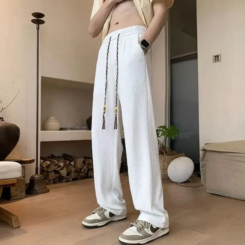 Tai Chi pants men's Chinese style spring plus size martial arts practice pants wide leg loose lantern pants cotton and linen kun