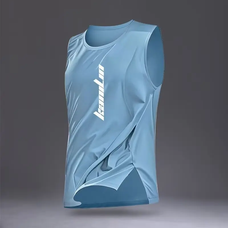 Running speed dry vest men's sleeveless sports t-shirt summer ice silk fitness basketball training shoulder