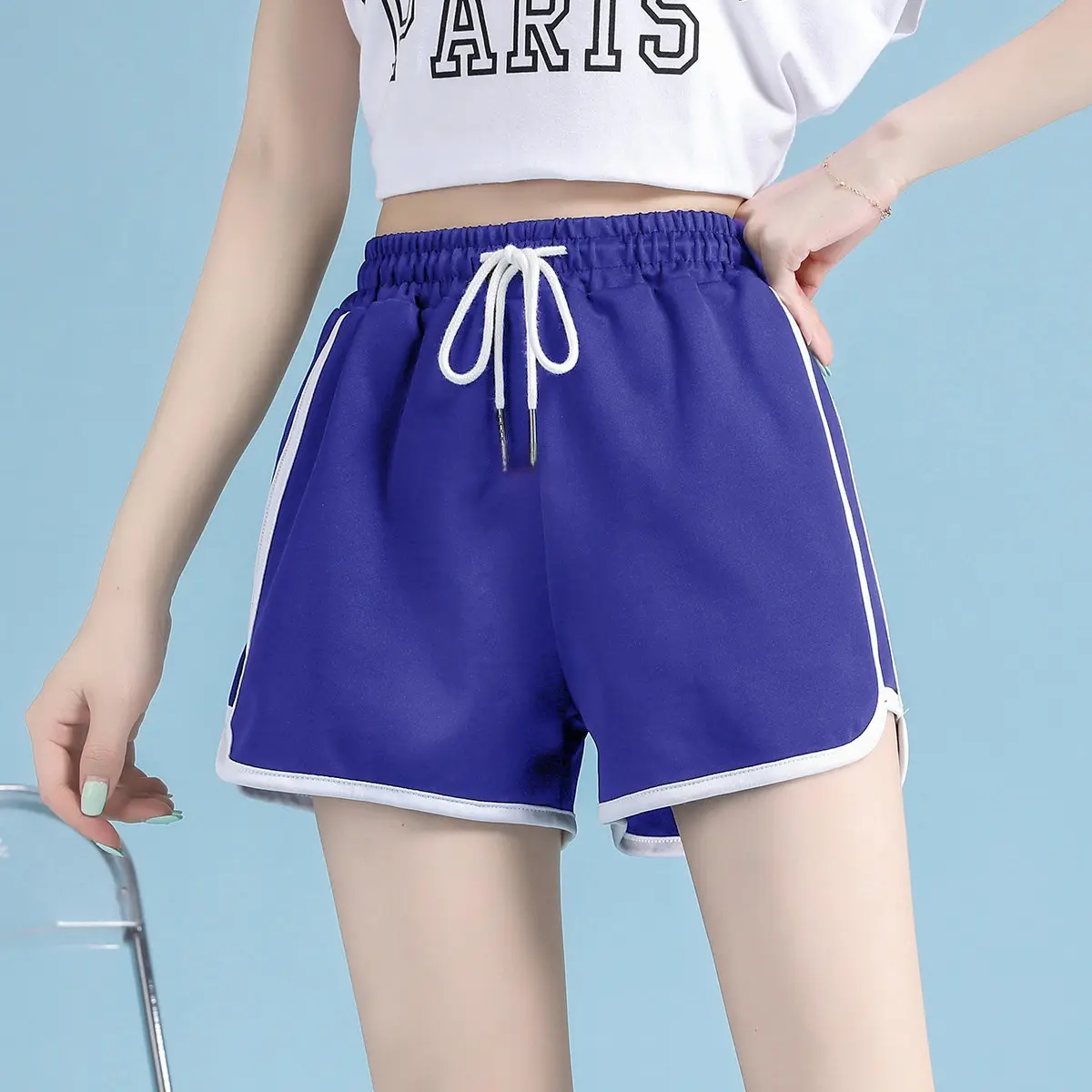 Sports shorts for women cross-border summer casual loose straight leg pants for wearing high waisted and slimming three quarter