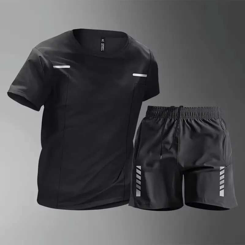 Sports T-shirt men's quick drying summer short sleeved sports breathable fitness clothes running top training clothes