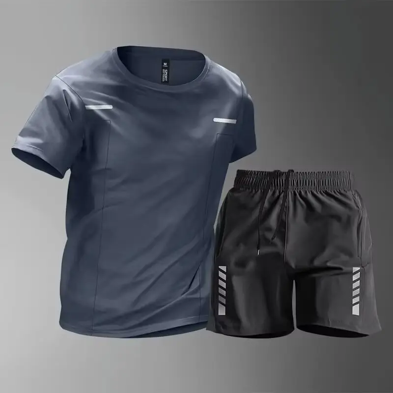 Sports T-shirt men's quick drying summer short sleeved sports breathable fitness clothes running top training clothes