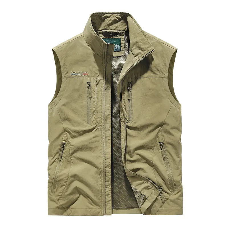 2025 Personalized yelek red Multi Pockets nylon Cargoes Fisherman vest fishing Journalist Photography Camping Waistcoat vest