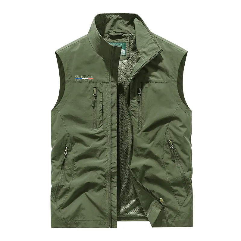 2025 Personalized yelek red Multi Pockets nylon Cargoes Fisherman vest fishing Journalist Photography Camping Waistcoat vest