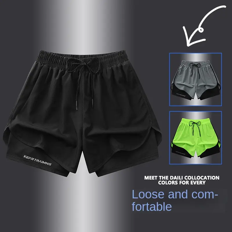 【 S-5XL 】 2025 Sports Three Piece Pants Summer Popular Anti glare Double layered Sports Shorts for Men and Women Couples Ru