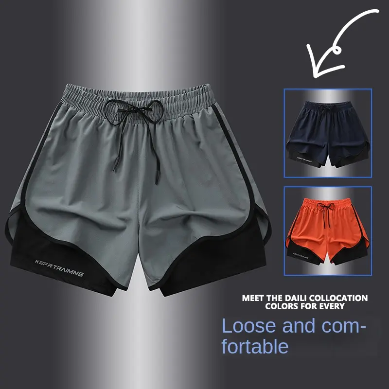【 S-5XL 】 2025 Sports Three Piece Pants Summer Popular Anti glare Double layered Sports Shorts for Men and Women Couples Ru
