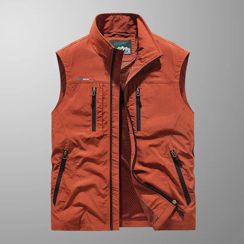 2025 Personalized yelek red Multi Pockets nylon Cargoes Fisherman vest fishing Journalist Photography Camping Waistcoat vest